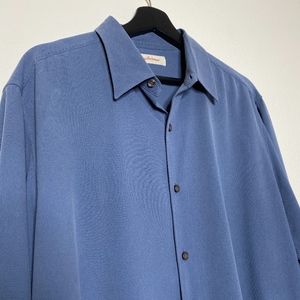Tommy Bahama 100% Silk Shirt Long Sleeve Blue Mens